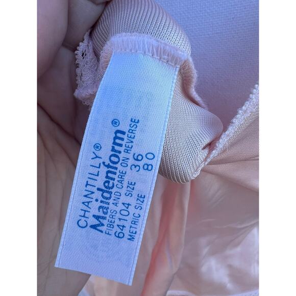 Maidenform Women's Satin Shorts Chantilly Lace Camisole Pink Vintage Size 5/36 - Picture 9 of 9